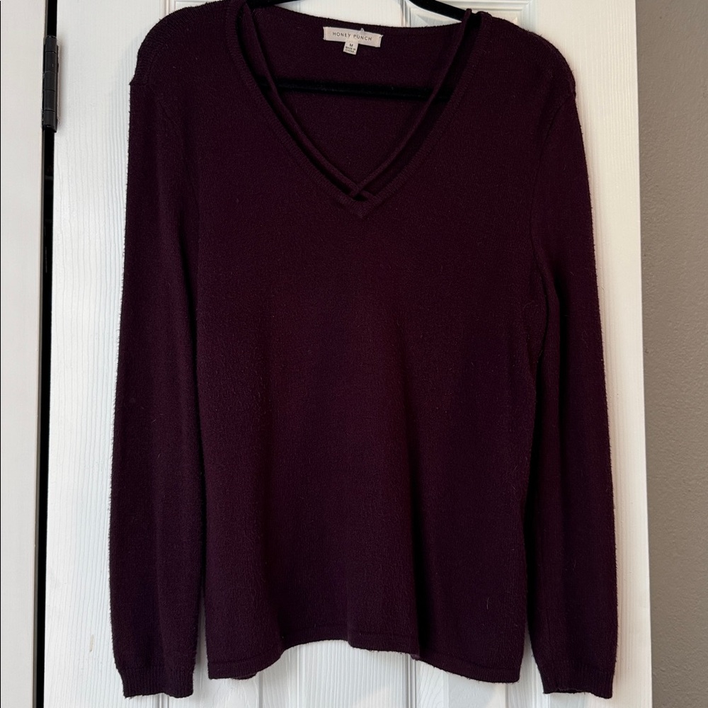 Honey Punch V-Neck Sweater - Rich Purple